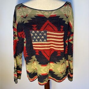 Vintage Ralph Lauren American Flag Sweater Cotton Olympics Native American L/M